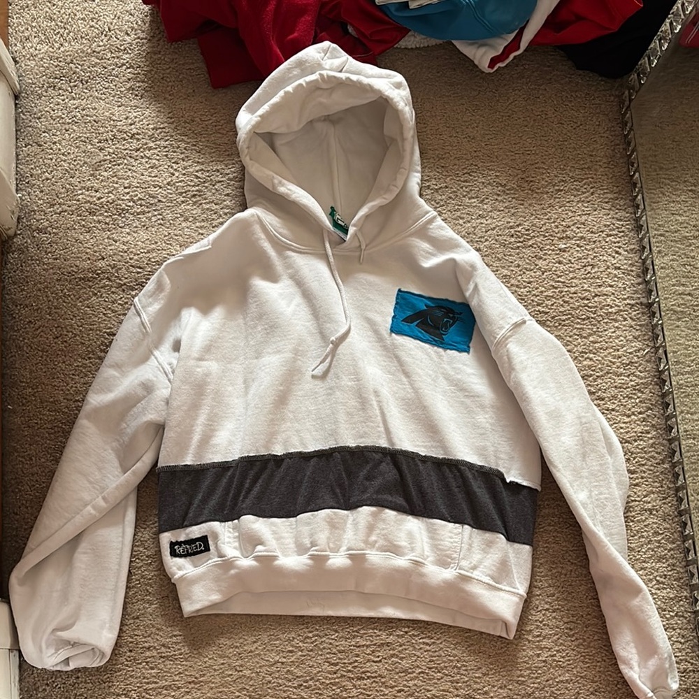 Carolina Panthers Team Logo White and Gray Hoodie